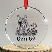 Go'n Git Funny Saint Patrick Banishing Snakes Crystal Glass Ornament Irish History Humor St Patricks Day