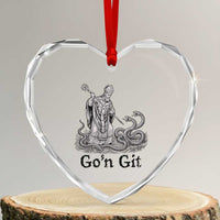 Go'n Git Funny Saint Patrick Banishing Snakes Heart Crystal Glass Ornament Irish History Humor St Patricks Day