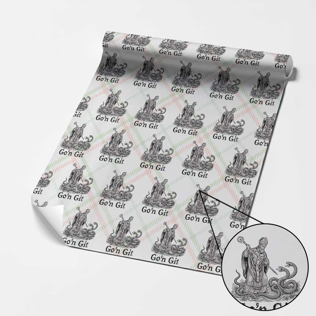 Go'n Git Funny Saint Patrick Banishing Snakes Wrapping Paper Roll Irish History Humor St Patricks Day