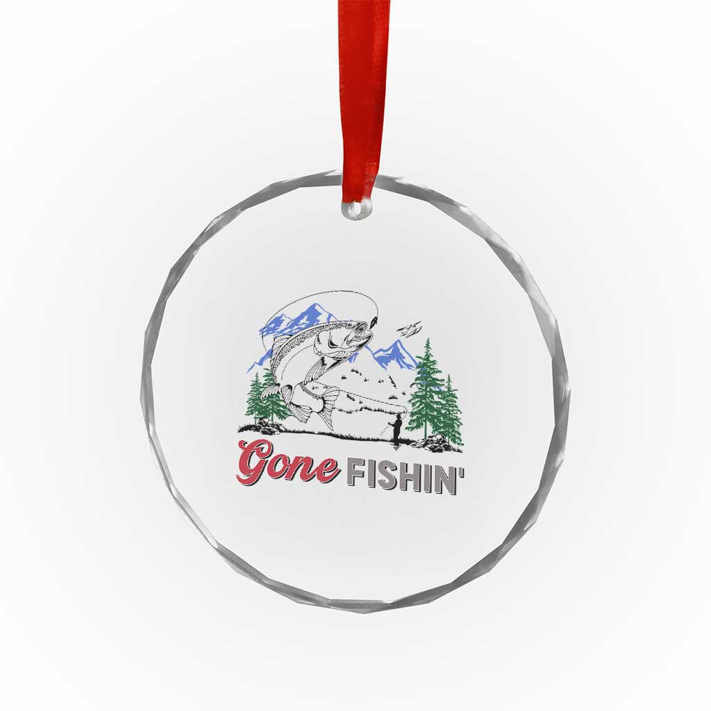 Gone Fishing Crystal Glass Ornament Trout Fishing Lover Montane Forest TS11