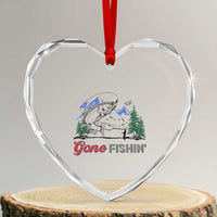 Gone Fishing Heart Crystal Glass Ornament Trout Fishing Lover Montane Forest - Wonder Print Shop