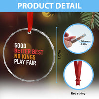 Good Better Best Chicago Pro Football Mantra Crystal Glass Ornament No Kings Protest Stop Sign - Wonder Print Shop