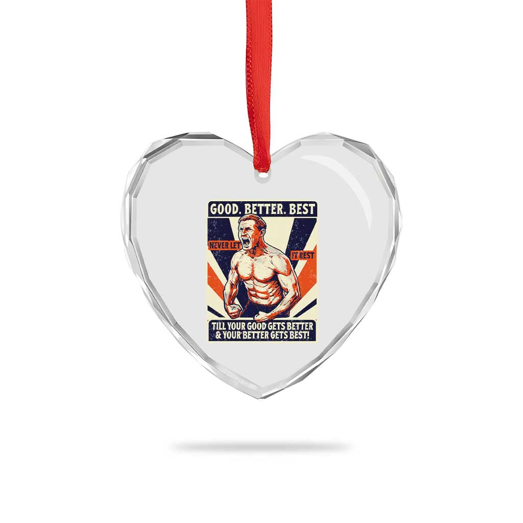 Good Better Best Shirtless Ben Heart Crystal Glass Ornament Retro Funny Football Coach Meme Gift for Fans - Wonder Print Shop