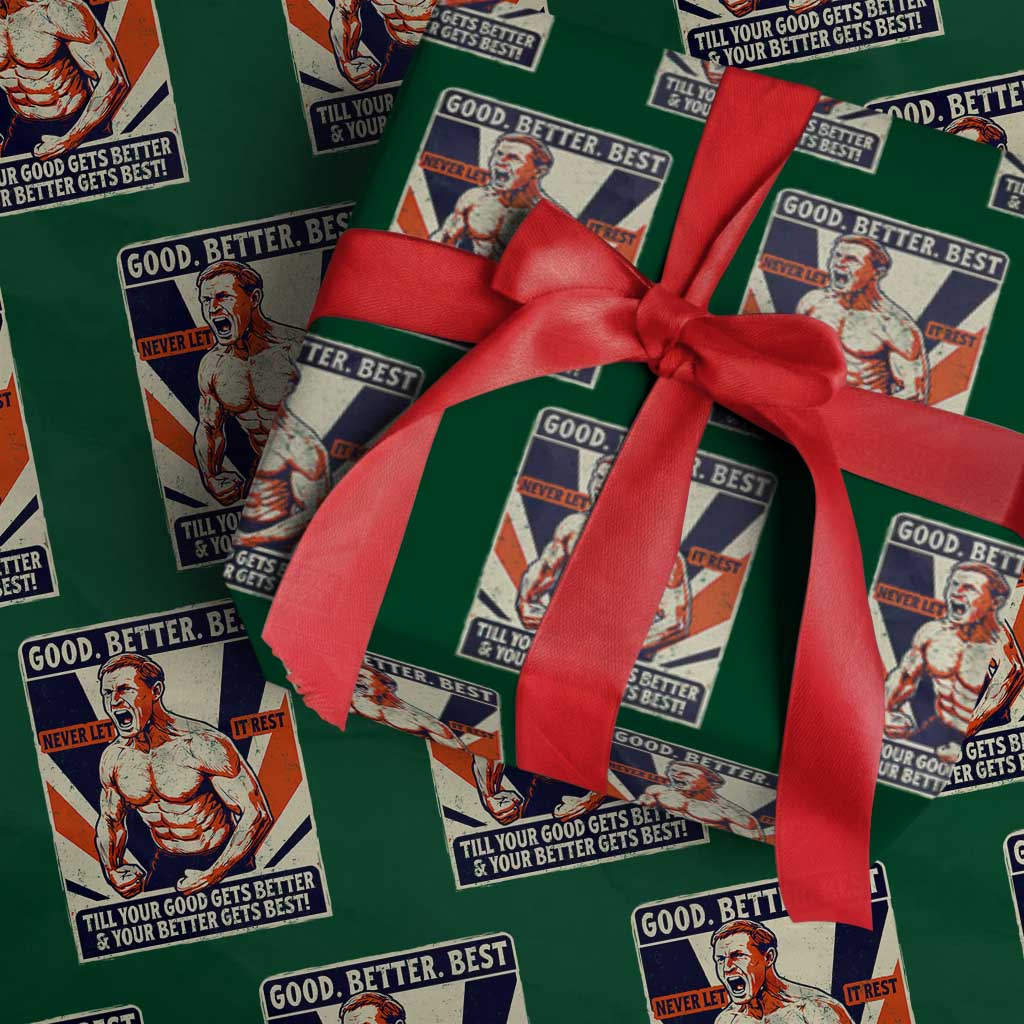 Good Better Best Shirtless Ben Wrapping Paper Roll Retro Funny Football Coach Meme Gift for Fans - Wonder Print Shop