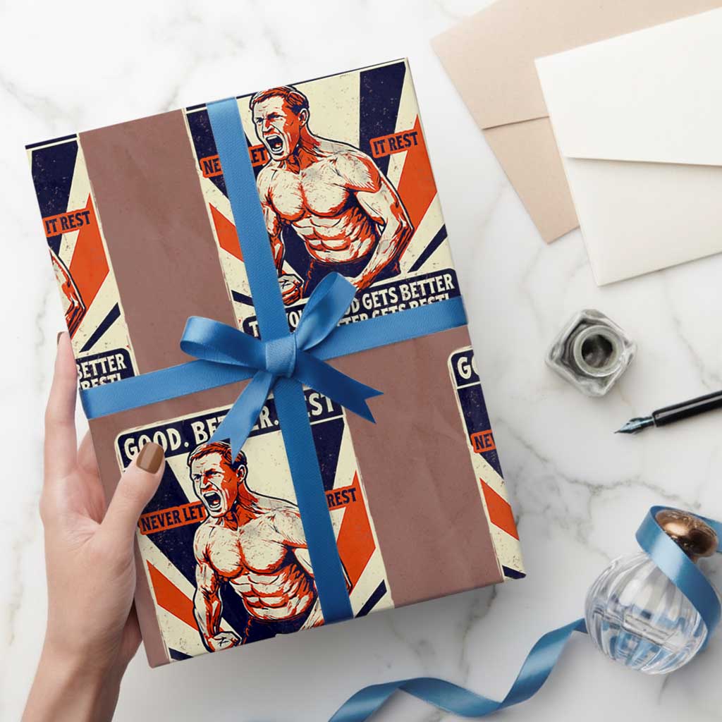 Good Better Best Shirtless Ben Wrapping Paper Roll Retro Funny Football Coach Meme Gift for Fans - Wonder Print Shop