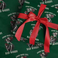 Good Moms Say Bad Words Wrapping Paper Roll Funny Sarcastic Skeleton Mom Mother’s Day