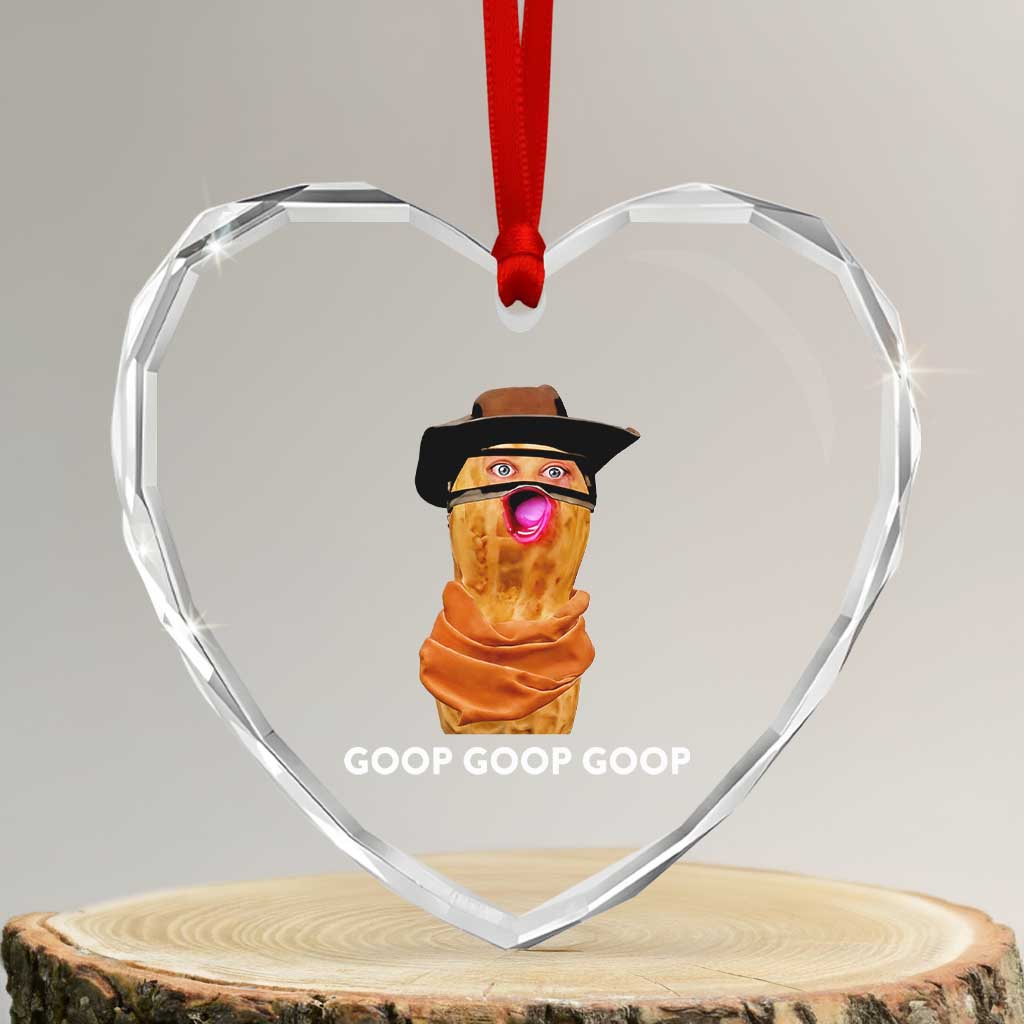 Goop Goop Goop Meme Heart Crystal Glass Ornament Unhinged Cowboy Peanut Core Weirdos - Wonder Print Shop