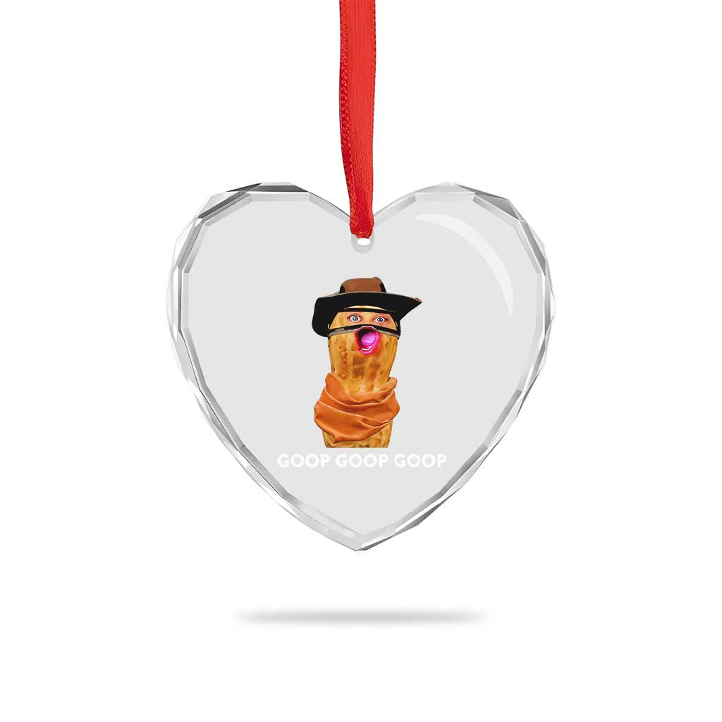 Goop Goop Goop Meme Heart Crystal Glass Ornament Unhinged Cowboy Peanut Core Weirdos - Wonder Print Shop