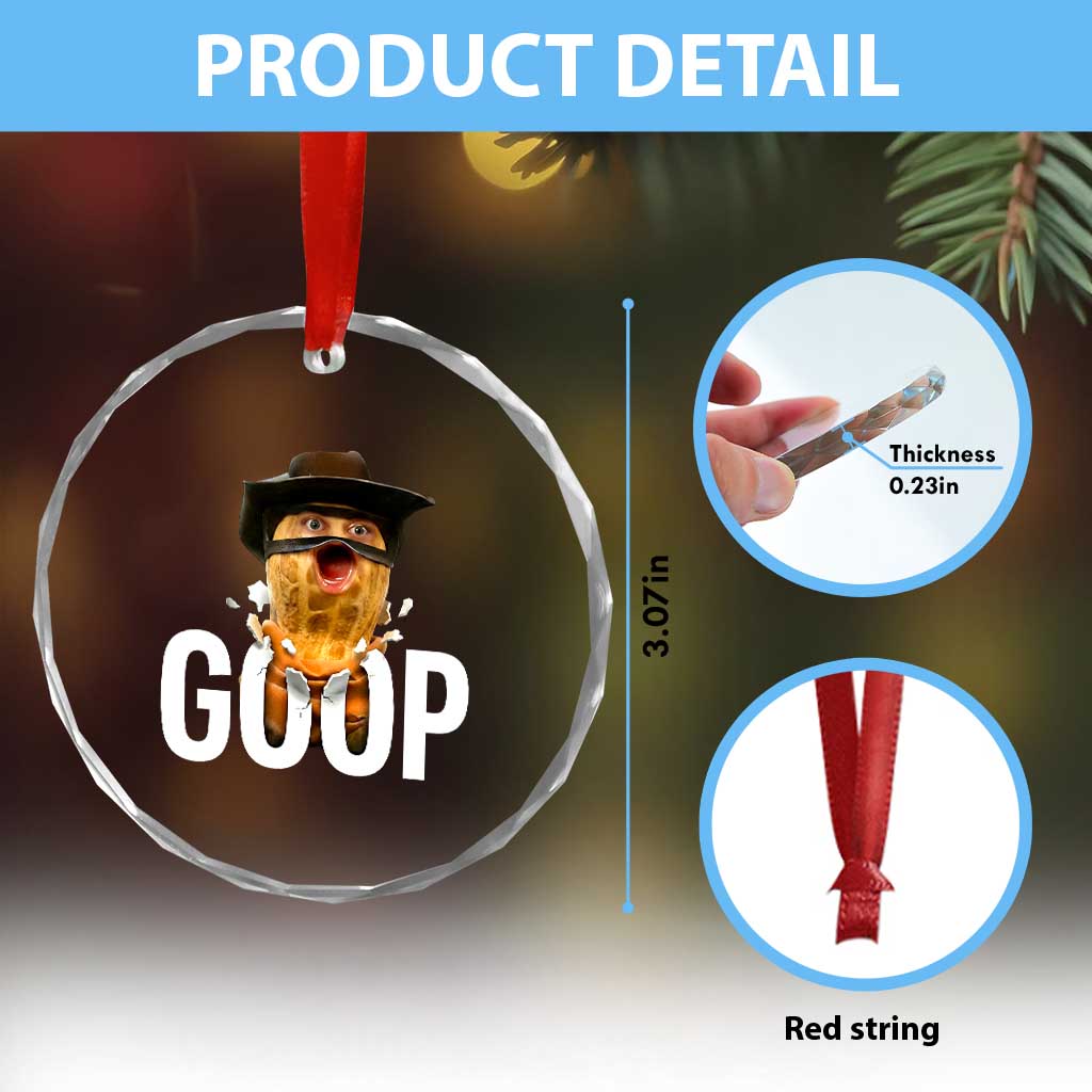 Goop Meme Explosion Crystal Glass Ornament Screaming Peanut Cowboy Brainrot Energy - Wonder Print Shop