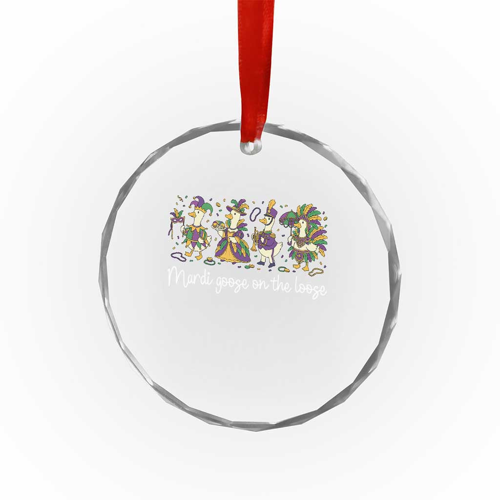 Goose Mardi Gras Crystal Glass Ornament Funny Mardi Goose On The Loose New Orleans Carnival