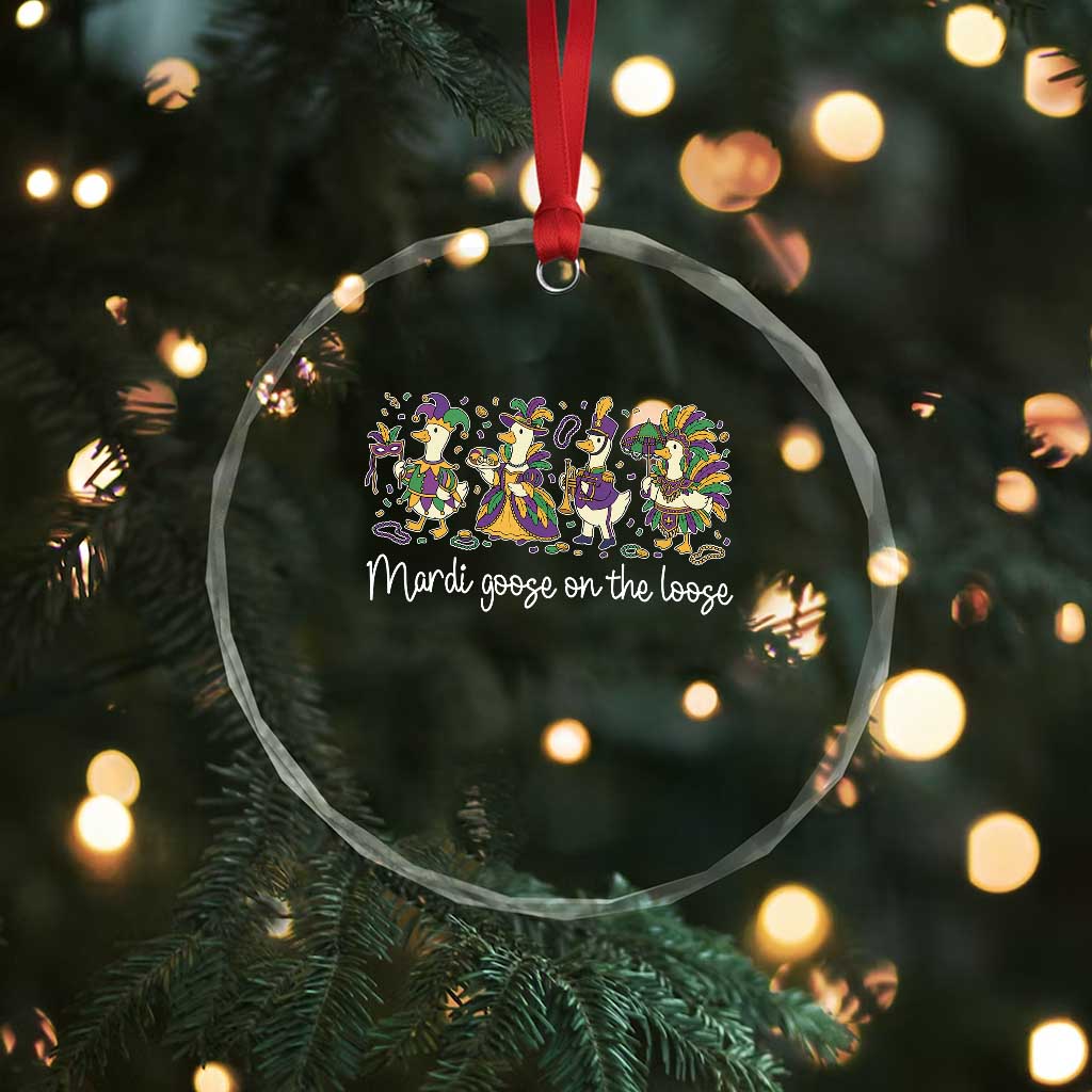Goose Mardi Gras Crystal Glass Ornament Funny Mardi Goose On The Loose New Orleans Carnival