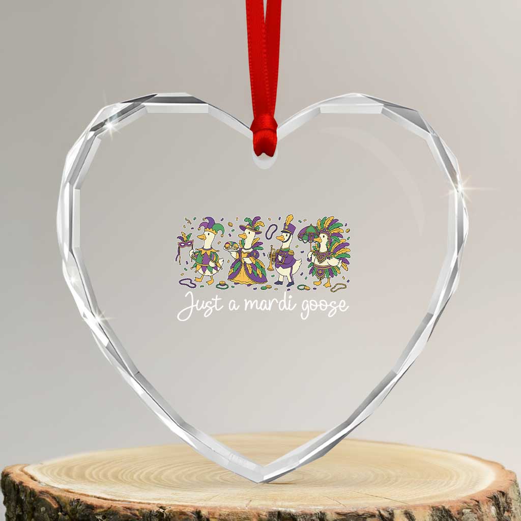 Goose Mardi Gras Heart Crystal Glass Ornament Funny Just A Mardi Goose New Orleans Carnival