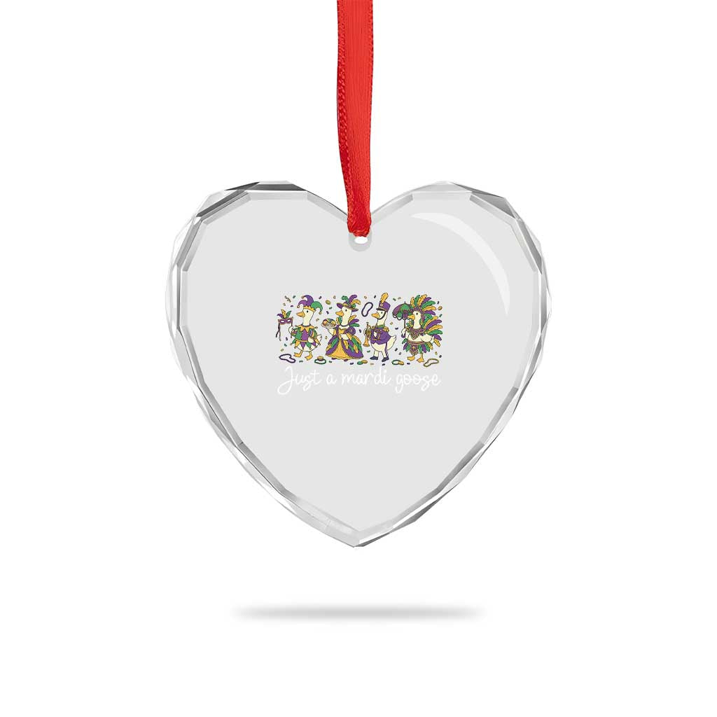 Goose Mardi Gras Heart Crystal Glass Ornament Funny Just A Mardi Goose New Orleans Carnival