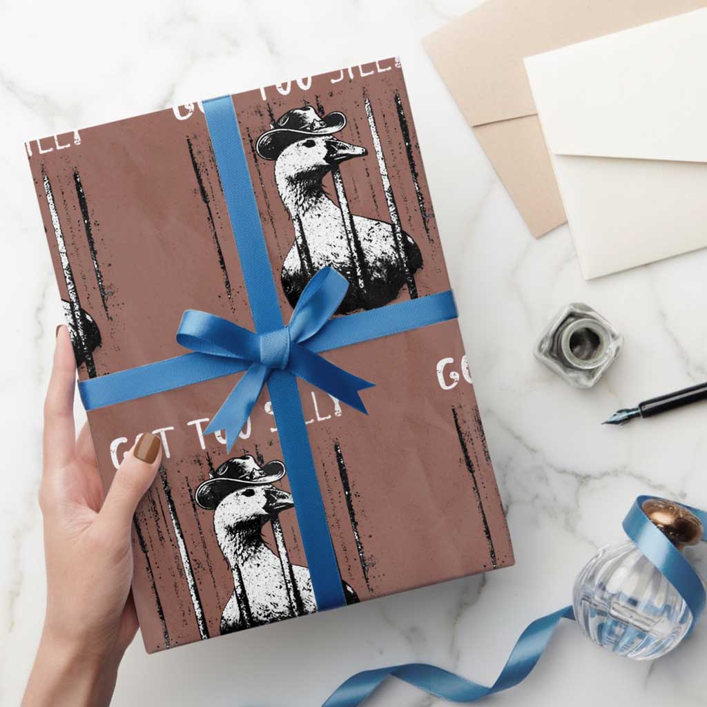 Got Too Silly Goose Meme Wrapping Paper Roll Funny Cowboy Goose Jailbird Prison