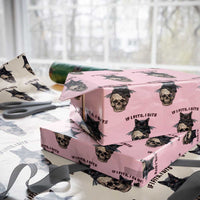 Gothic Cat Skull Graphic Wrapping Paper Roll If I Fits I Sits Creepy Cute Gift