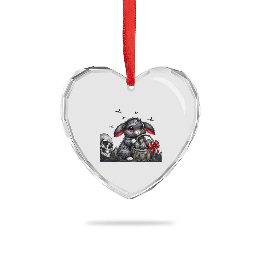 Gothic Easter Bunny Heart Crystal Glass Ornament Dark Aesthetic Rabbit Gift