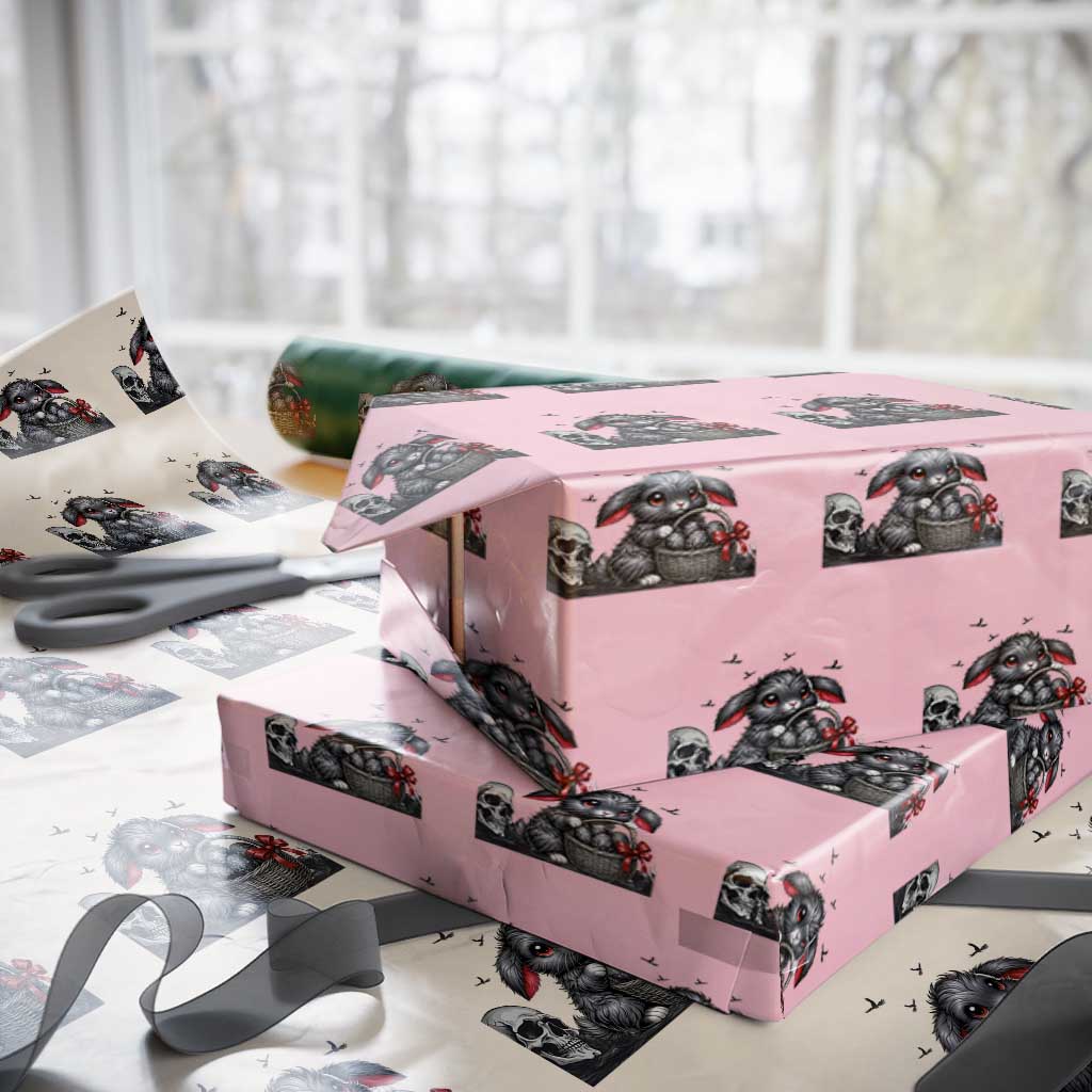 Gothic Easter Bunny Wrapping Paper Roll Dark Aesthetic Rabbit Gift