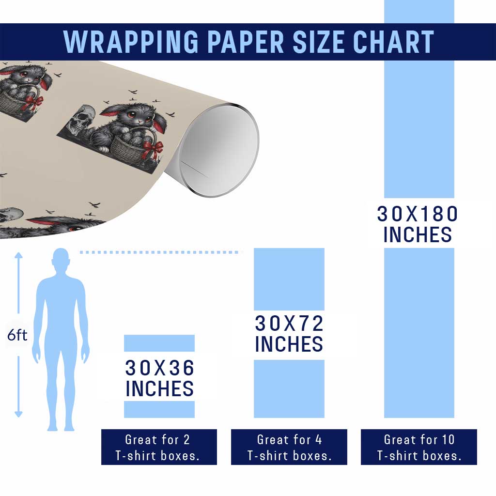 Gothic Easter Bunny Wrapping Paper Roll Dark Aesthetic Rabbit Gift