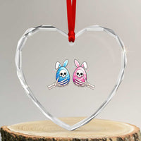 Gothic Easter Gift Heart Crystal Glass Ornament Skeleton Hands Holding Easter Eggs