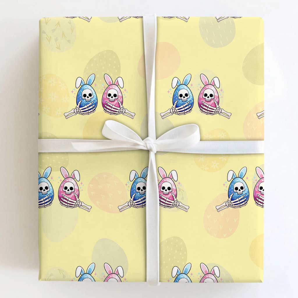 Gothic Easter Gift Wrapping Paper Roll Skeleton Hands Holding Easter Eggs