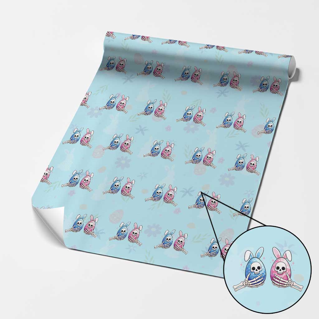 Gothic Easter Gift Wrapping Paper Roll Skeleton Hands Holding Easter Eggs