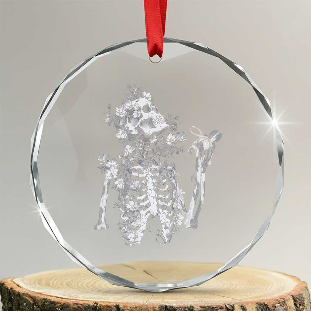 Gothic Grunge Floral Skeleton Crystal Glass Ornament Dark Alternative Aesthetic For Women TS12