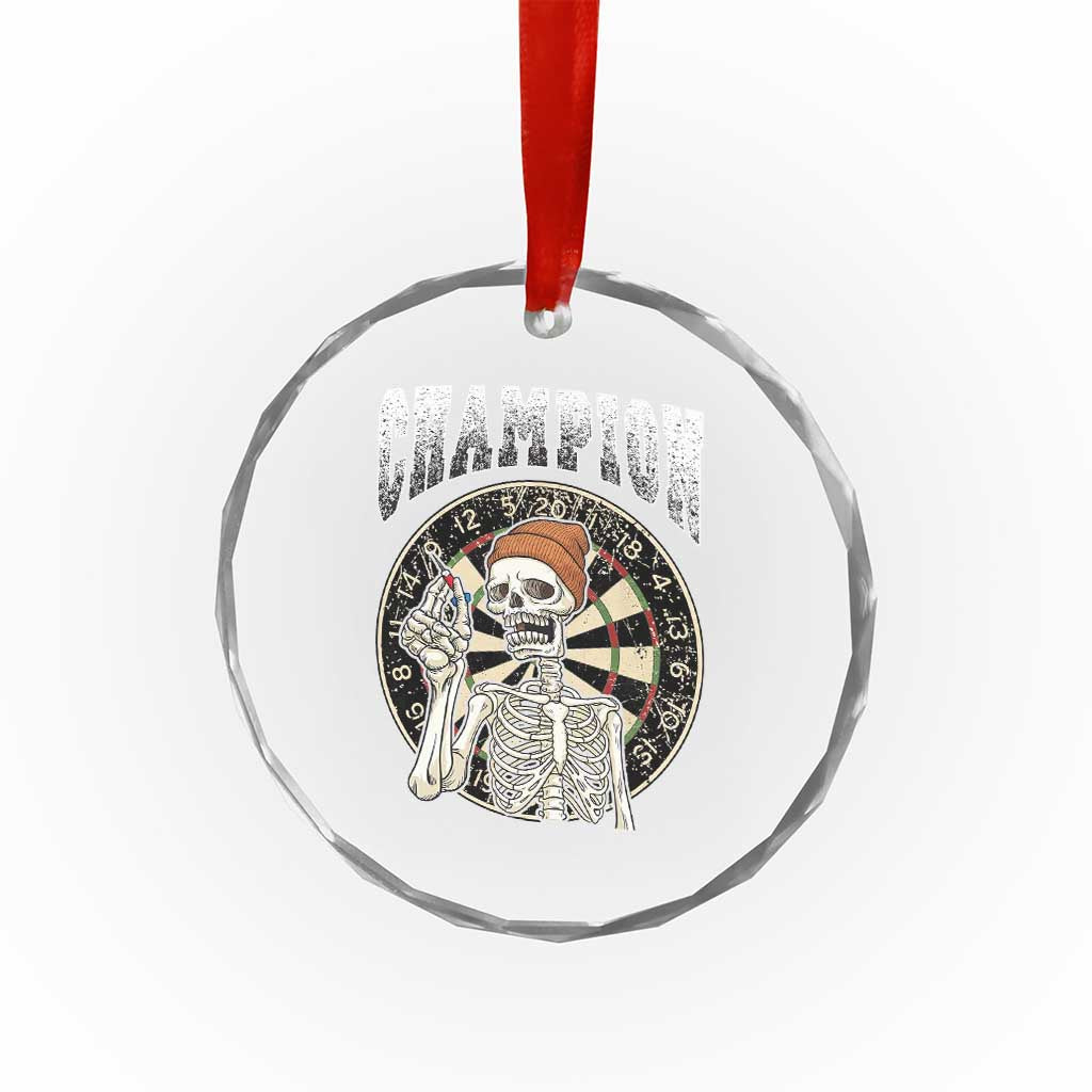 Gothic Skull Dart Master Crystal Glass Ornament Funny Skeleton Dartboard Champion Gift - Wonder Print Shop