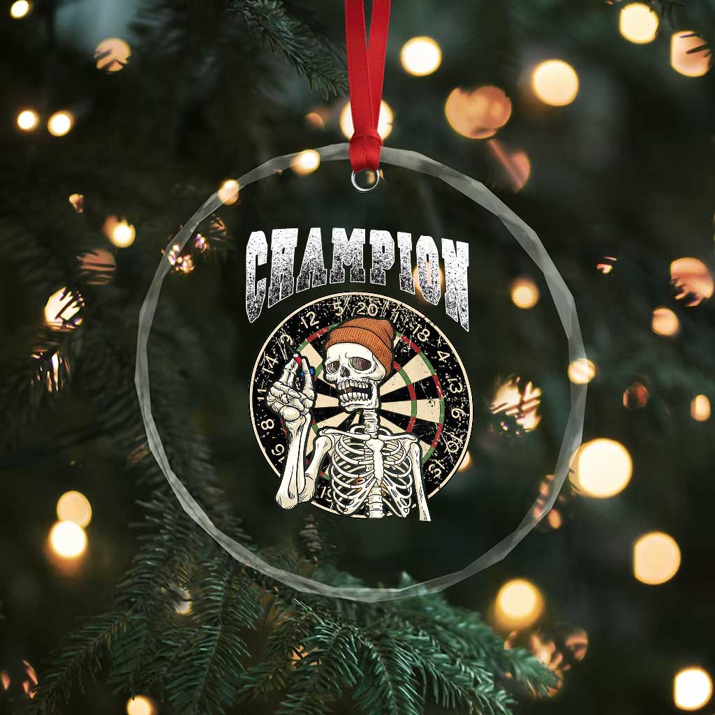 Gothic Skull Dart Master Crystal Glass Ornament Funny Skeleton Dartboard Champion Gift - Wonder Print Shop