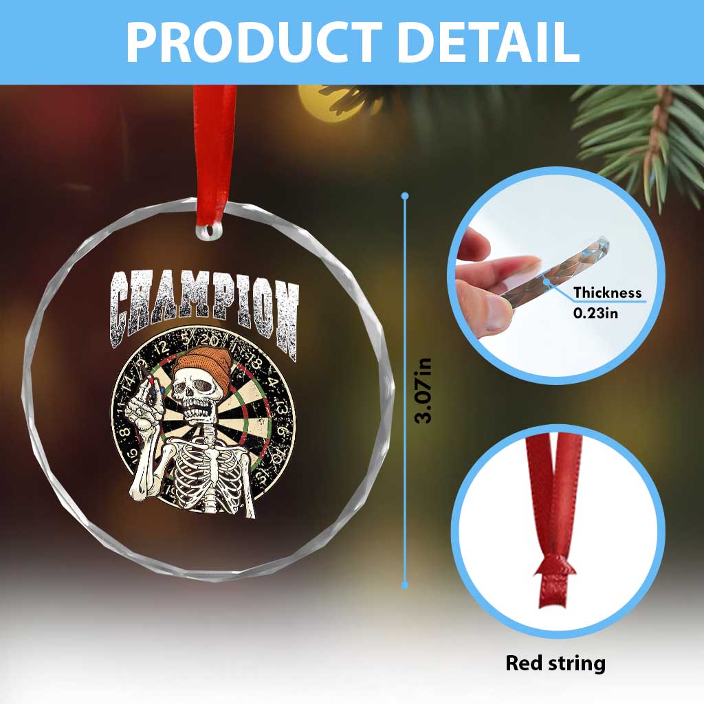 Gothic Skull Dart Master Crystal Glass Ornament Funny Skeleton Dartboard Champion Gift - Wonder Print Shop