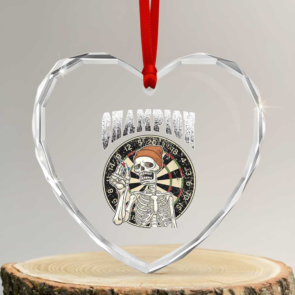Gothic Skull Dart Master Heart Crystal Glass Ornament Funny Skeleton Dartboard Champion Gift - Wonder Print Shop