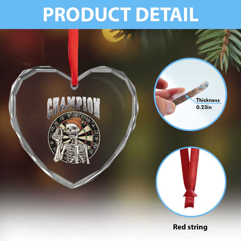 Gothic Skull Dart Master Heart Crystal Glass Ornament Funny Skeleton Dartboard Champion Gift - Wonder Print Shop