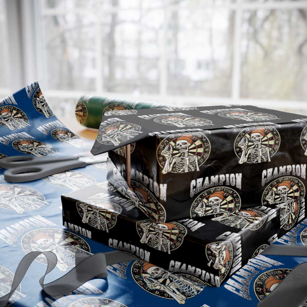 Gothic Skull Dart Master Wrapping Paper Roll Funny Skeleton Dartboard Champion Gift - Wonder Print Shop