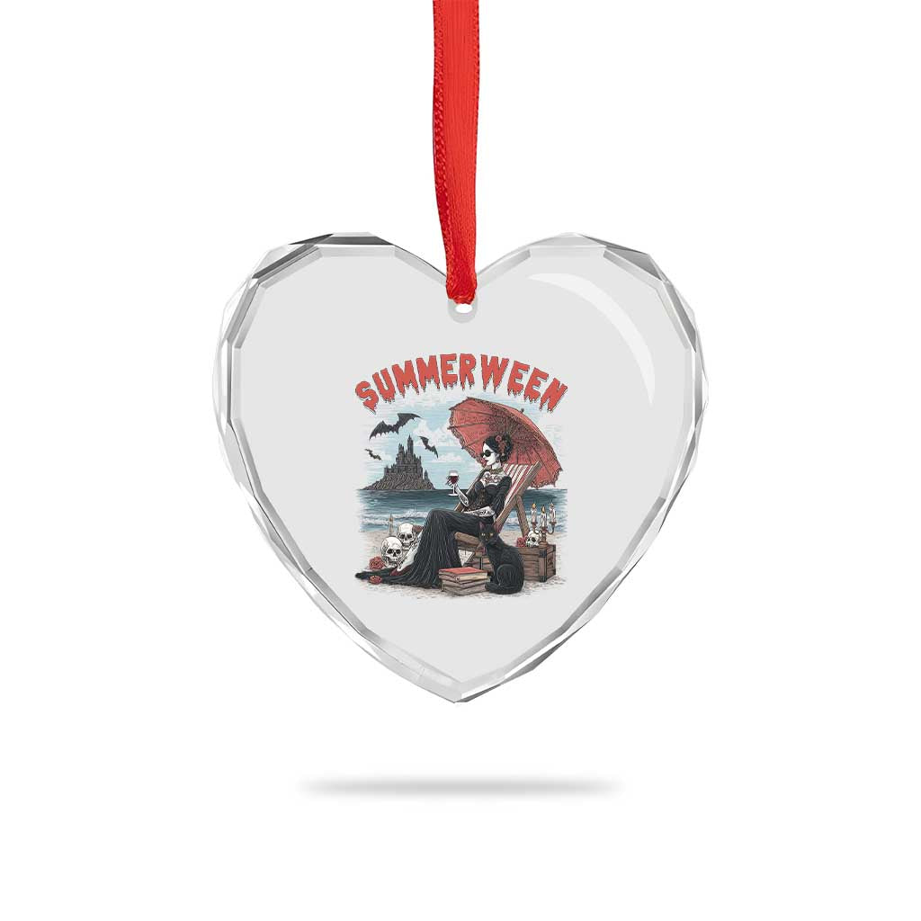 Gothic Summerween Heart Crystal Glass Ornament Spooky Summer Halloween Horror Character - Wonder Print Shop