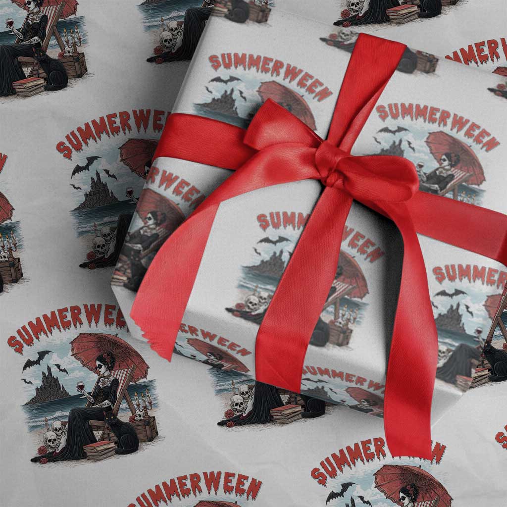 Gothic Summerween Wrapping Paper Roll Spooky Summer Halloween Horror Character - Wonder Print Shop