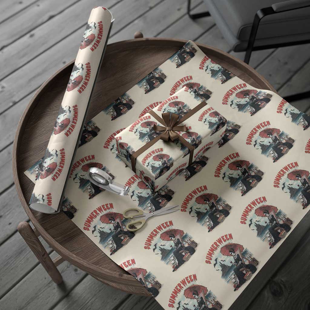 Gothic Summerween Wrapping Paper Roll Spooky Summer Halloween Horror Character - Wonder Print Shop