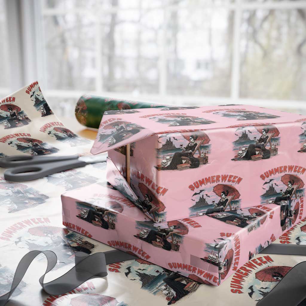 Gothic Summerween Wrapping Paper Roll Spooky Summer Halloween Horror Character - Wonder Print Shop
