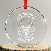 Gothic Xmas Crystal Glass Ornament Have Yourself A Scary Little Christmas Satan Pentagram TS09