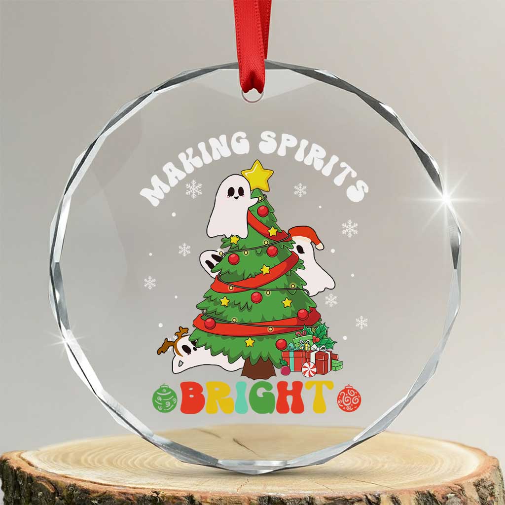 Gothic Xmas Crystal Glass Ornament Making Spirits Bright Cute Ghost Christmas Tree TS09
