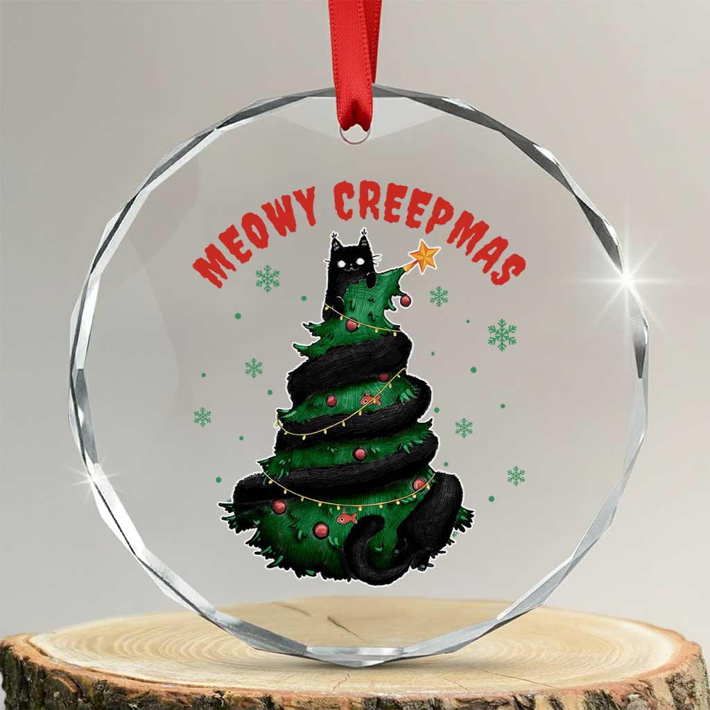 Gothic Xmas Crystal Glass Ornament Meowy Creepmas Cat Christmas Tree TS09