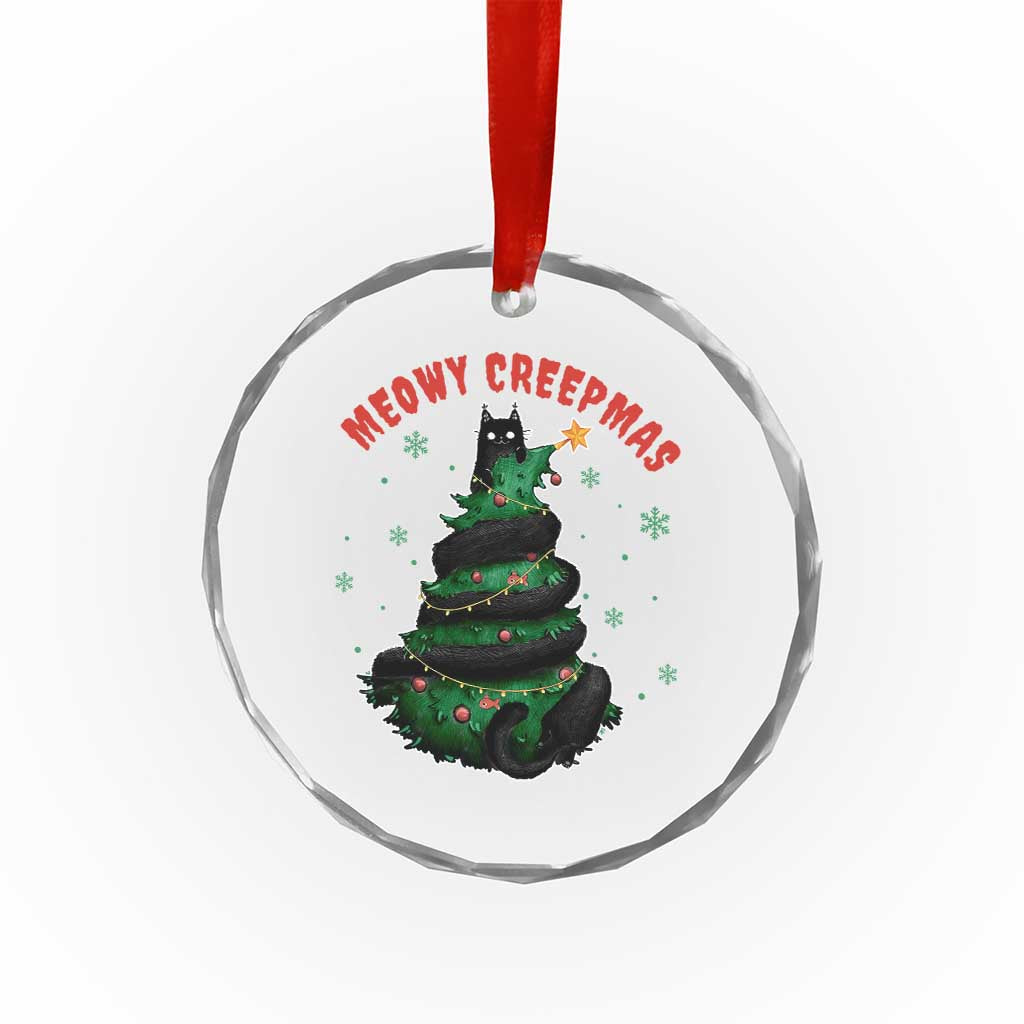 Gothic Xmas Crystal Glass Ornament Meowy Creepmas Cat Christmas Tree TS09