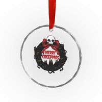 Gothic Xmas Crystal Glass Ornament Merry Creepmas Cat Wreath TS09