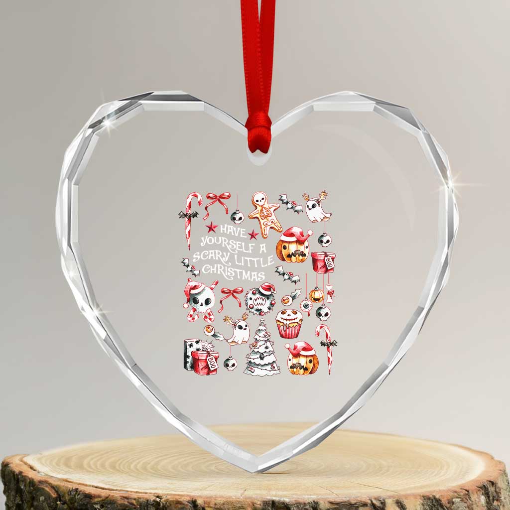 Gothic Xmas Heart Crystal Glass Ornament Have Yourself A Scary Little Christmas - Wonder Print Shop
