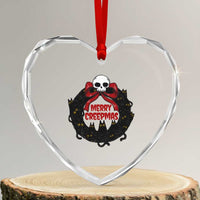 Gothic Xmas Heart Crystal Glass Ornament Merry Creepmas Cat Wreath - Wonder Print Shop