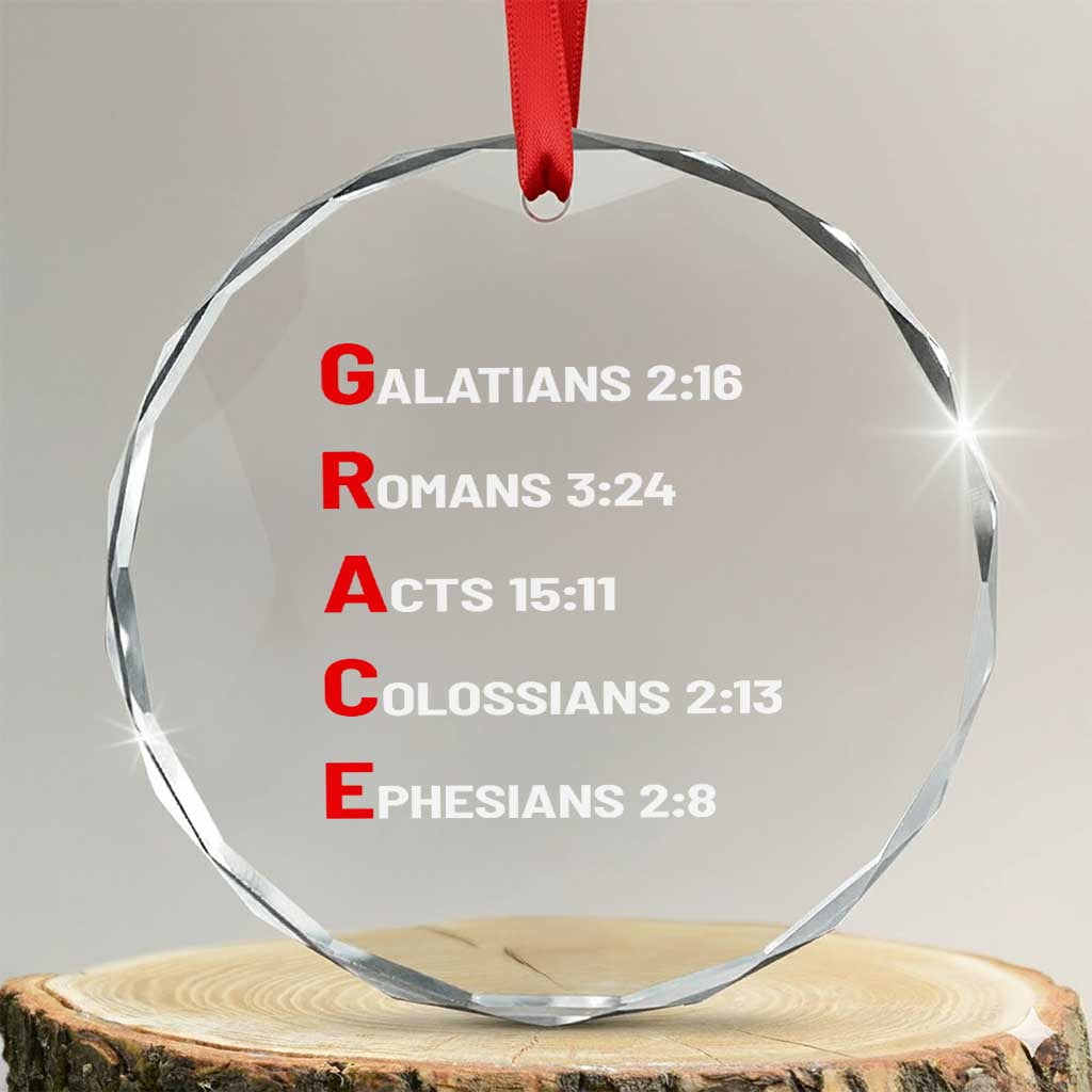 GRACE Christian Scripture Acronym Crystal Glass Ornament Bible Verses Galatians Romans Acts Colossians Ephesians Faith Message Gift