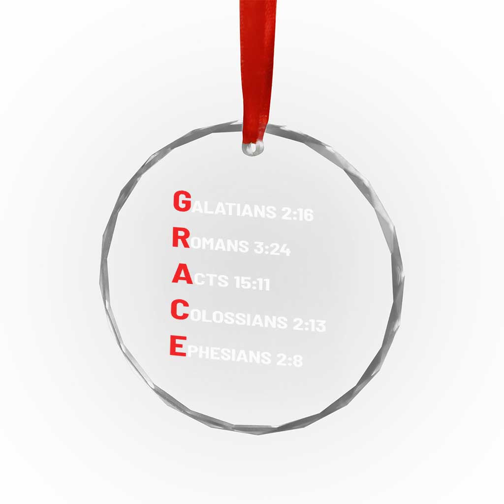 GRACE Christian Scripture Acronym Crystal Glass Ornament Bible Verses Galatians Romans Acts Colossians Ephesians Faith Message Gift