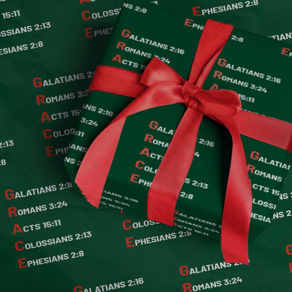 GRACE Christian Scripture Acronym Wrapping Paper Roll Bible Verses Galatians Romans Acts Colossians Ephesians Faith Message Gift