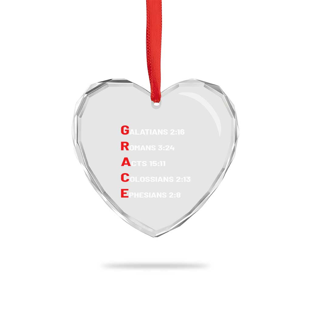 GRACE Christian Scripture Acronym Heart Crystal Glass Ornament Bible Verses Galatians Romans Acts Colossians Ephesians Faith Message Gift