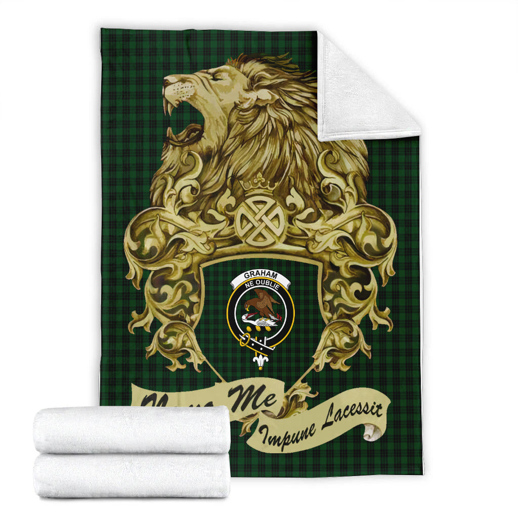 graham-tartan-premium-blanket-motto-nemo-me-impune-lacessit-with-vintage-lion-family-crest-tartan-plaid-blanket-vintage-style