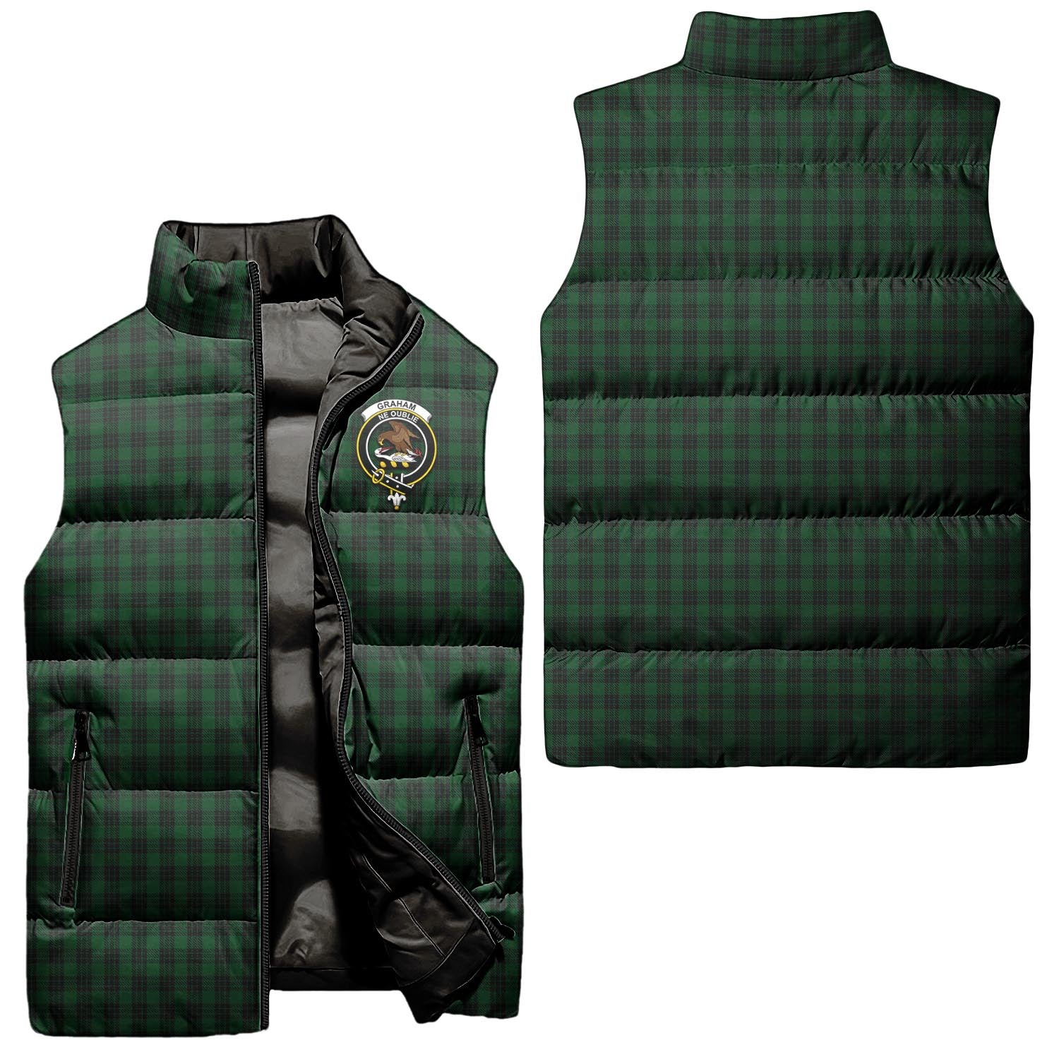 graham-clan-puffer-vest-family-crest-plaid-sleeveless-down-jacket
