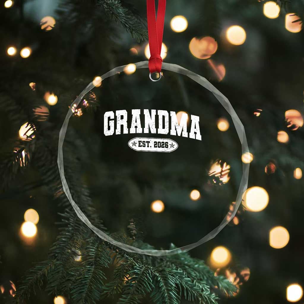 Grandma Est 2026 Crystal Glass Ornament Promoted To Grandparents Mothers Day